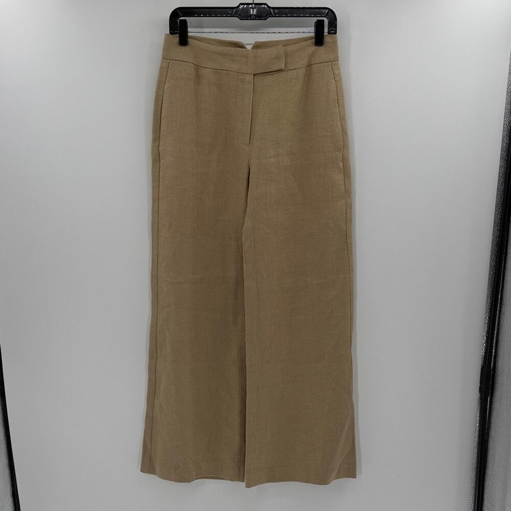 Adam by Adam Lippes Women's Wide Leg 100% Linen Trousers - Tan - 6